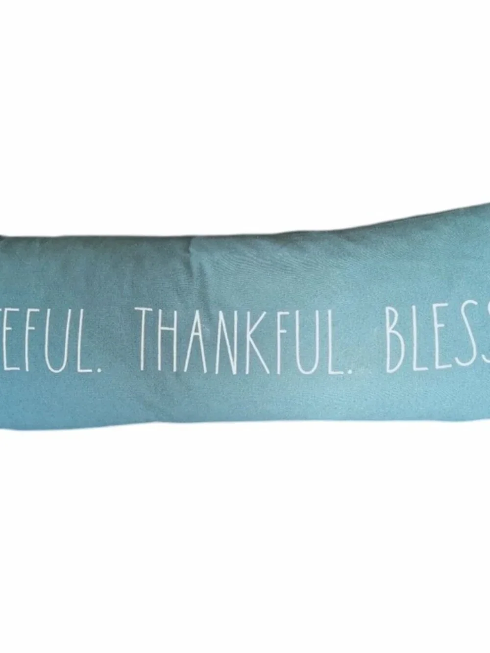 Rae Dunn Grateful‎ Thankful Blessed Teal Decorative Lumbar Pillow - Home Holiday